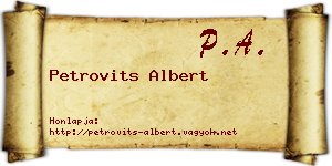 Petrovits Albert névjegykártya